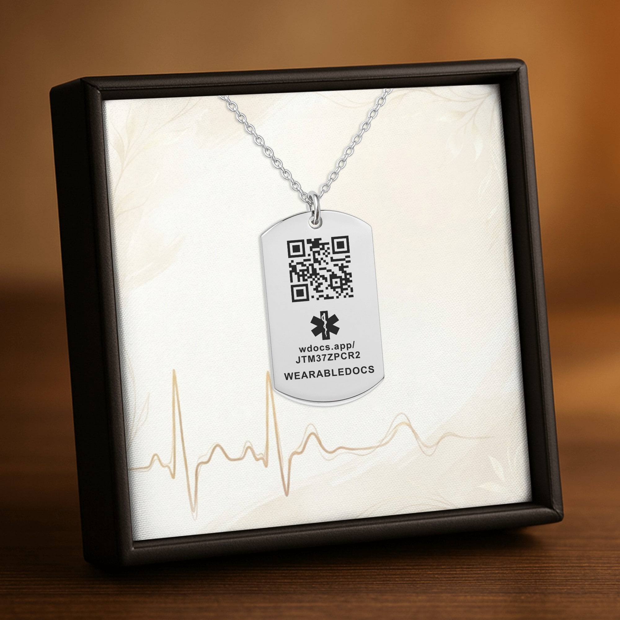 The tag pendant in the box it is posted in.